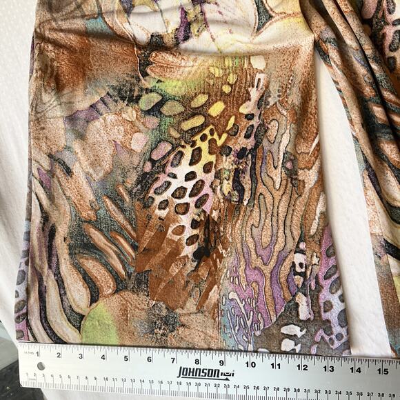 Janine Women Pants Size S Brown Animal Print Wide-Leg 30" Inseam Stretch - Picture 8 of 11